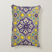 青地中海の模様黄色い花 アクセントクッション (裏面(縦))