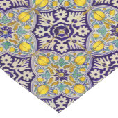 青地中海の模様黄色い花 ショートテーブルランナー (コーナー)