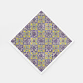 青地中海の模様黄色い花 スタンダードランチョンナプキン (角)
