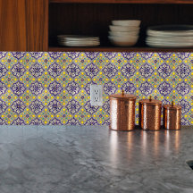 青地中海の模様黄色い花