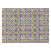 青地中海の模様黄色い花 テーブルクロス (正面(横))