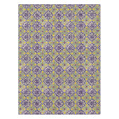 青地中海の模様黄色い花 テーブルクロス (正面)