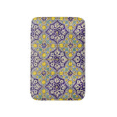 青地中海の模様黄色い花 バスマット (正面縦)