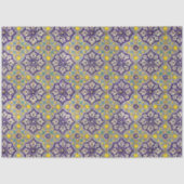 青地中海の模様黄色い花 薄葉紙 (正面)