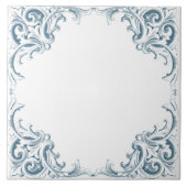 青地中海の模様 タイル (正面)