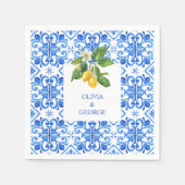 青地中海の瓦とレ結婚モン スタンダードカクテルナプキン (正面)