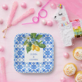 青地中海の瓦とレ結婚モン ペーパープレート (パーティー)