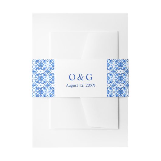 青地中海の瓦とレ結婚モン 招待状ベリーバンド (正面例)