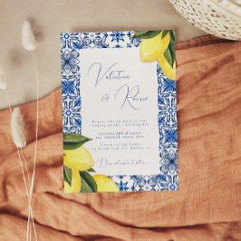 青地中海の瓦と柑橘結婚類 招待状