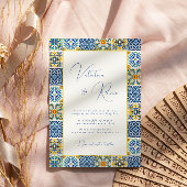 青地中海の瓦と柑橘結婚類 招待状