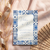 青地中海の瓦と柑橘結婚類 招待状