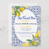 青地中海の瓦の水彩ブライダルシャワー 招待状 (正面)