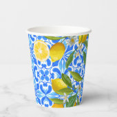 青地中海の瓦レモンブライダルシャワー 紙コップ (裏面)