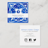 青地中海の白の名刺を並べる スクエア名刺 (正面/裏面)