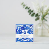 青地中海の白の名刺を並べる スクエア名刺 (スタンド正面)