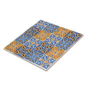 青地中海の白の赤いタイルパターン タイル (側面)