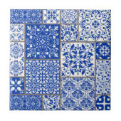 青地中海の白アズレジョマジョリカモザイク タイル (正面)