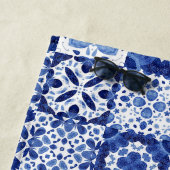 青地中海の白タイル模様の水色 ビーチタオル (インサイチュ)