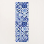 青地中海の白タイル模様の水色 ヨガマット (裏面)