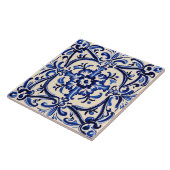 青地中海の白抽象芸術フォークアート タイル (側面)