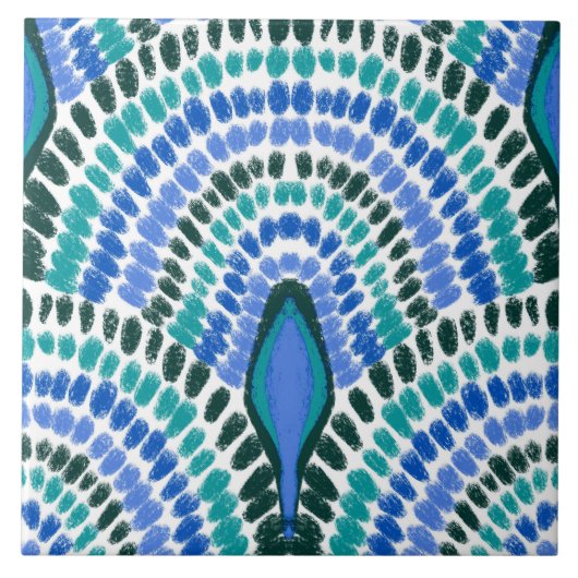 青地中海の緑モザイク絵を描ホロ タイル (正面)