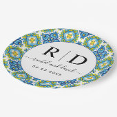 青地中海の色と黄結婚色 ペーパープレート (アングル)