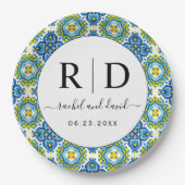 青地中海の色と黄結婚色 ペーパープレート (正面)