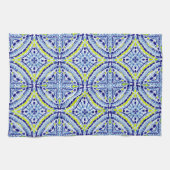 青地中海の色ネオンモザイク絵を描ハンド キッチンタオル (横)