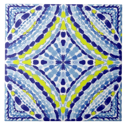 青地中海の色ネオンモザイク絵を描ハンド タイル (正面)