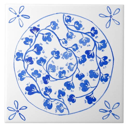 青地中海の色 タイル (正面)