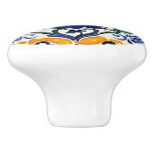 青地中海の黄フローラフラワーポルトガル セラミックノブ (側面)
