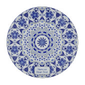 青地中海の/白12点の星形タイル カッティングボード (正面)