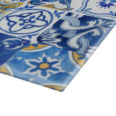 青地中海の、白、黄の夏のパターン カッティングボード (角)