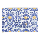 青地中海の&金ゴールドフローラルパターン 枕カバー (正面右)