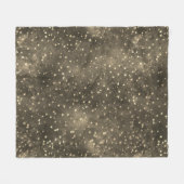 青夜空セピア茶色金ゴールド星模様 フリースブランケット (正面(横))