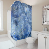 青大理石と金ゴールドテクスチャ シャワーカーテン (インサイチュ)