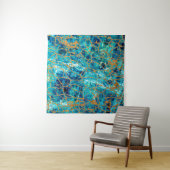 青大理石の美しい高級感と金ゴールド。 タペストリー (インサイチュ(横))