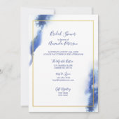 青大理石グラデーション金ゴールドフレームブライダルシャワー 招待状 (正面)