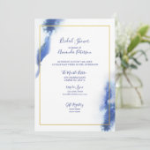 青大理石グラデーション金ゴールドフレームブライダルシャワー 招待状 (スタンド正面)