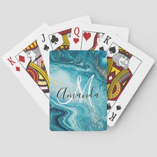 青大理石抽象芸術モノグラム トランプ (裏面)