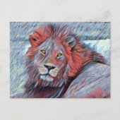 青威厳のあると赤の美しいライオンの水色 ポストカード (正面)