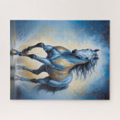 青威厳のあると金ゴールドの馬 ジグソーパズル (横)