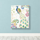 青威厳のある孔雀 キャンバスプリント (インサイチュ (ウッドフロア))