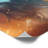 青威厳のある色の月明かりのバイキングシーン ポスター (角)