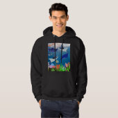 青威厳のある色の水中にマンタ疑問に思レイ パーカ (正面フル)