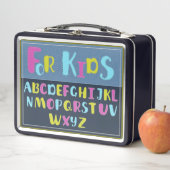 青子供へ背景海産動物のアルファベット メタルランチボックス (インサイチュ)