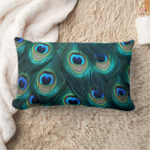 青孔雀の羽 ランバークッション (ブランケット)