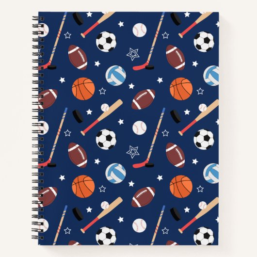 青学校のキッズスポーツ用品パターン ノートブック (正面)