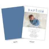 青宗教十字写真少年バプテスマ 招待状