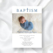 青宗教十字写真少年バプテスマ 招待状